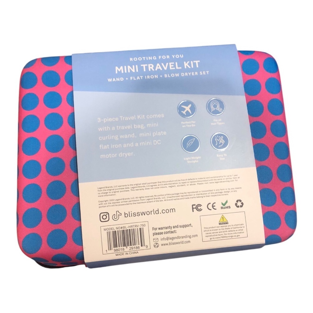 Bliss Mini Travel Kit Bag in Pink and Teal Polka Dot - Picture 2 of 7